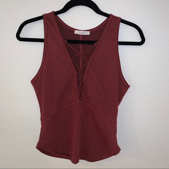 Nordstrom LUSH Lace Up Red Tank Top - Picture 2 of 4